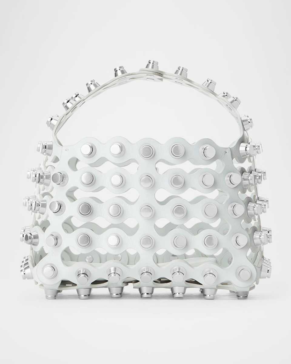 Rex Small Studded Wavy Leather Top-Handle Bag